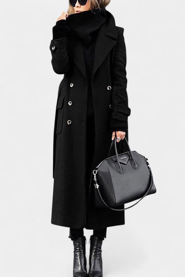 Franka Tailored Long Wool Coat with Elegant Double-Breasted Style