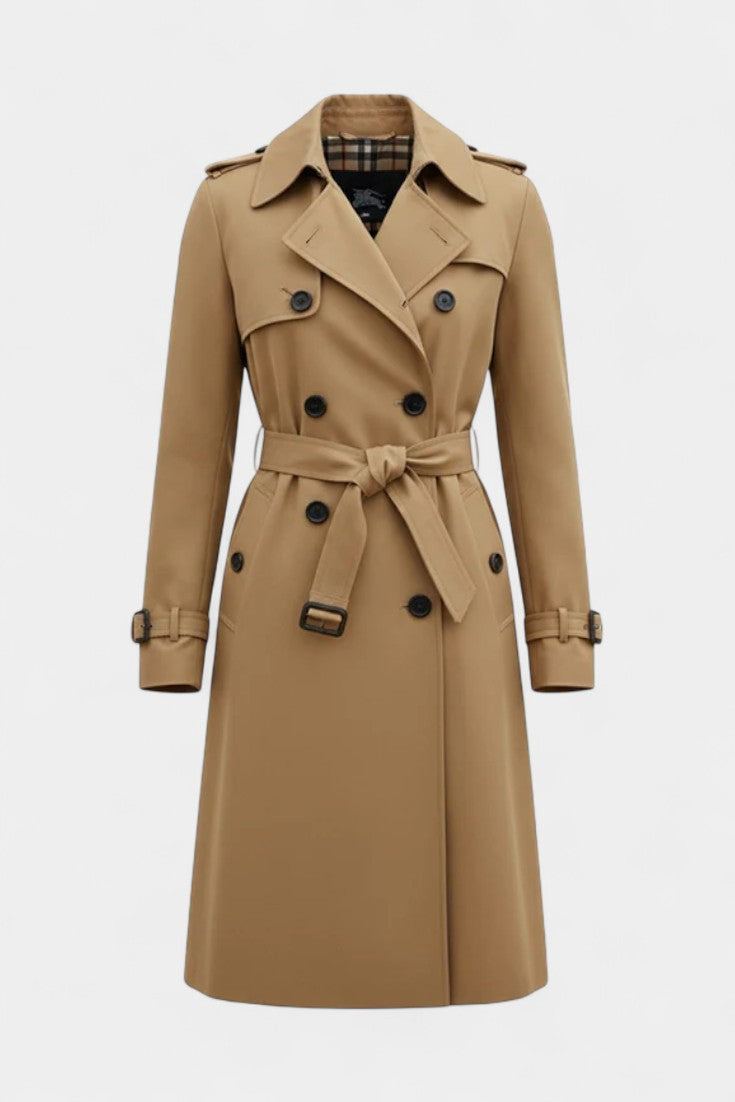 Double-Breasted Long Coat with Belt by Romane