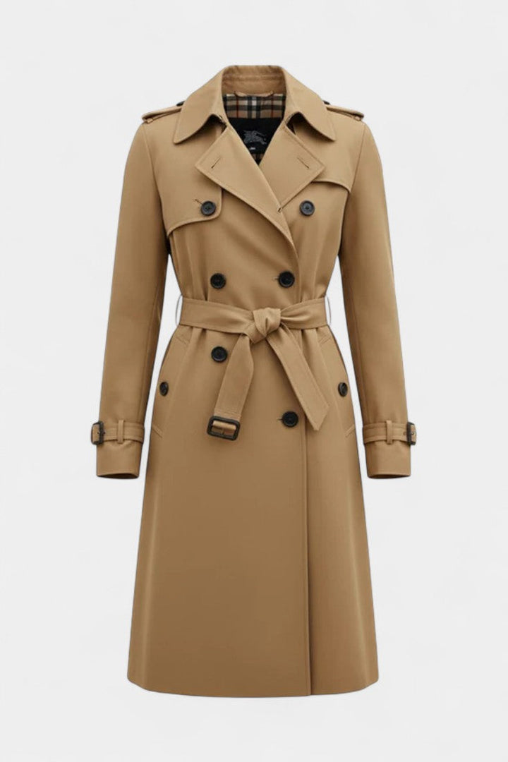 Double-Breasted Long Coat with Belt by Romane