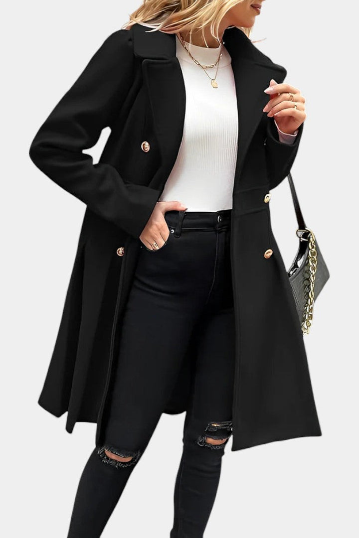 Philia Double-Breasted Flared Pea Coat