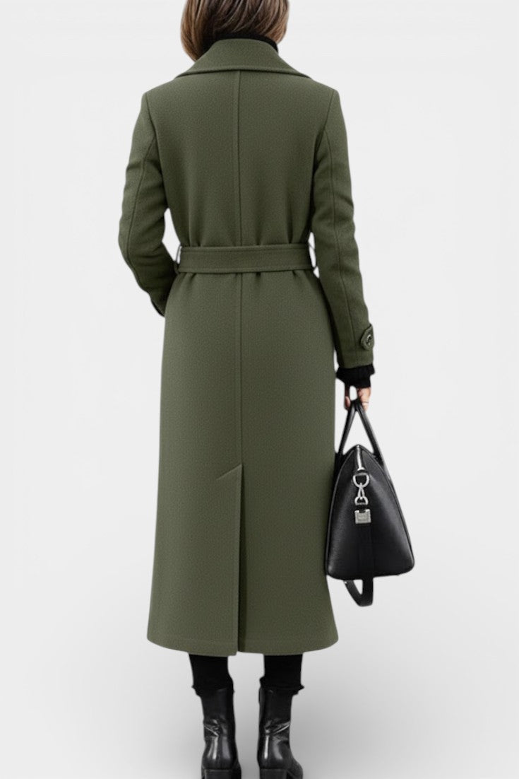Franka Tailored Long Wool Coat with Elegant Double-Breasted Style