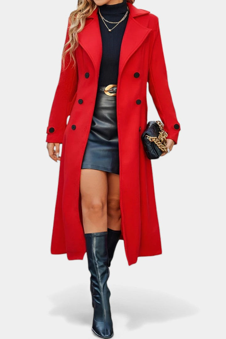 Naïssa Double-Breasted Coat with Long Notched Lapels