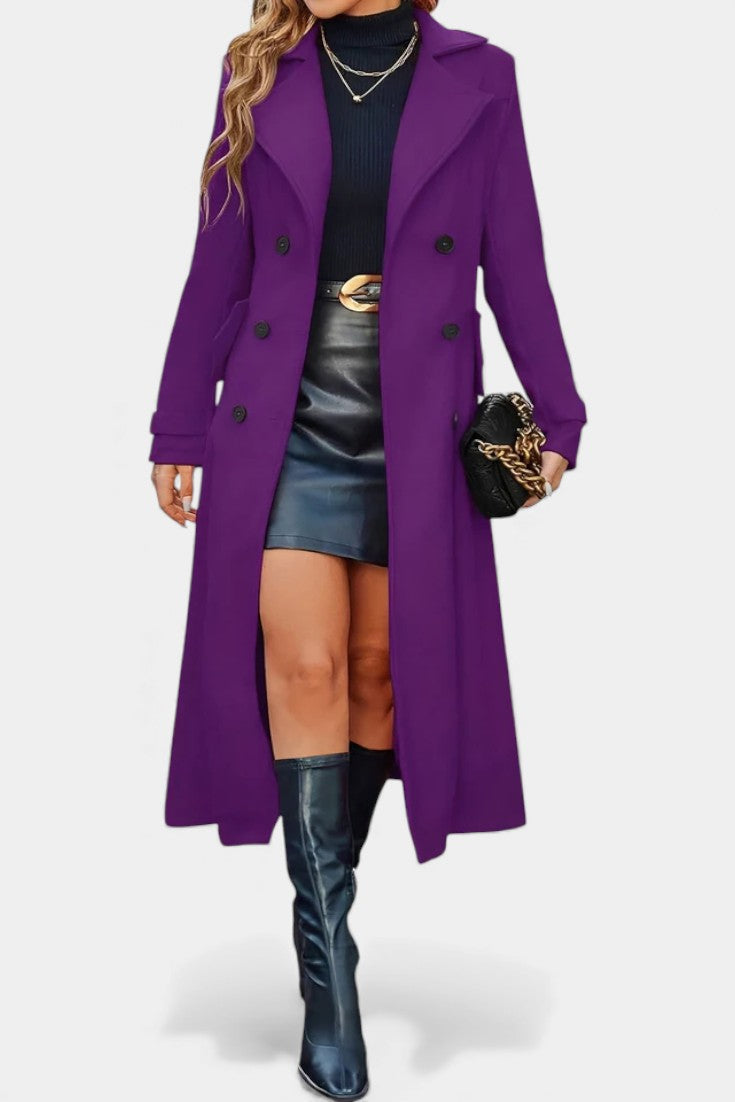 Naïssa Double-Breasted Coat with Long Notched Lapels