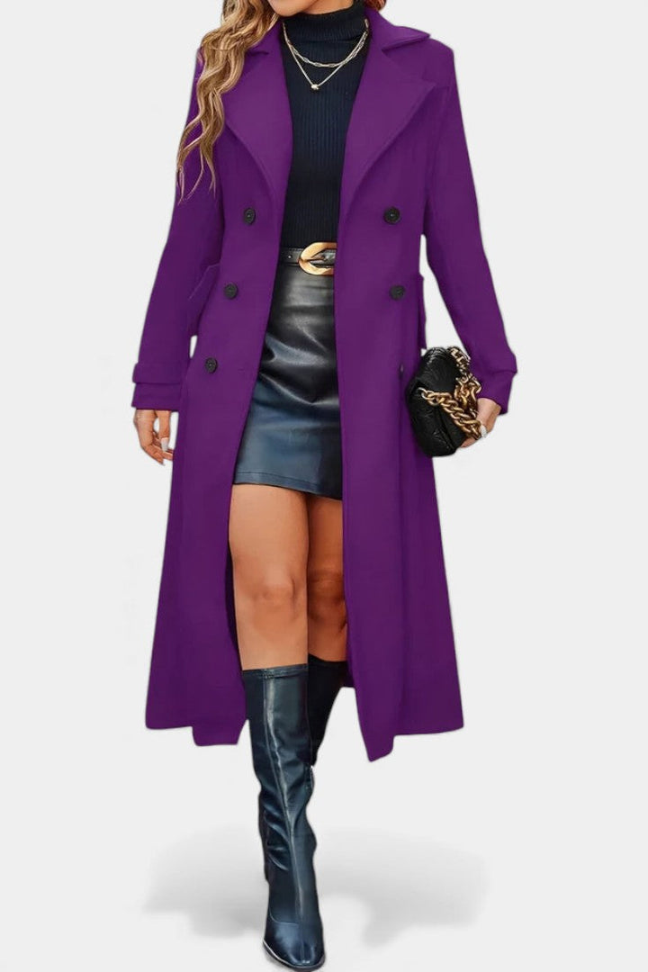 Naïssa Double-Breasted Coat with Long Notched Lapels