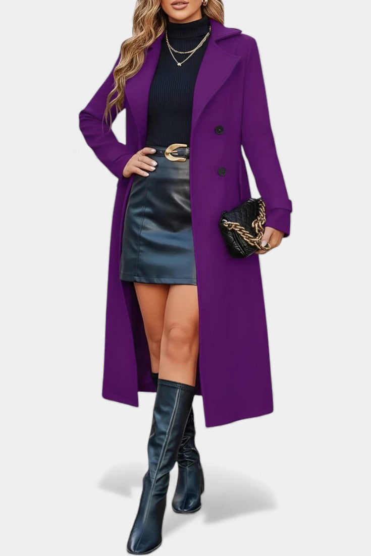 Naïssa Double-Breasted Coat with Long Notched Lapels