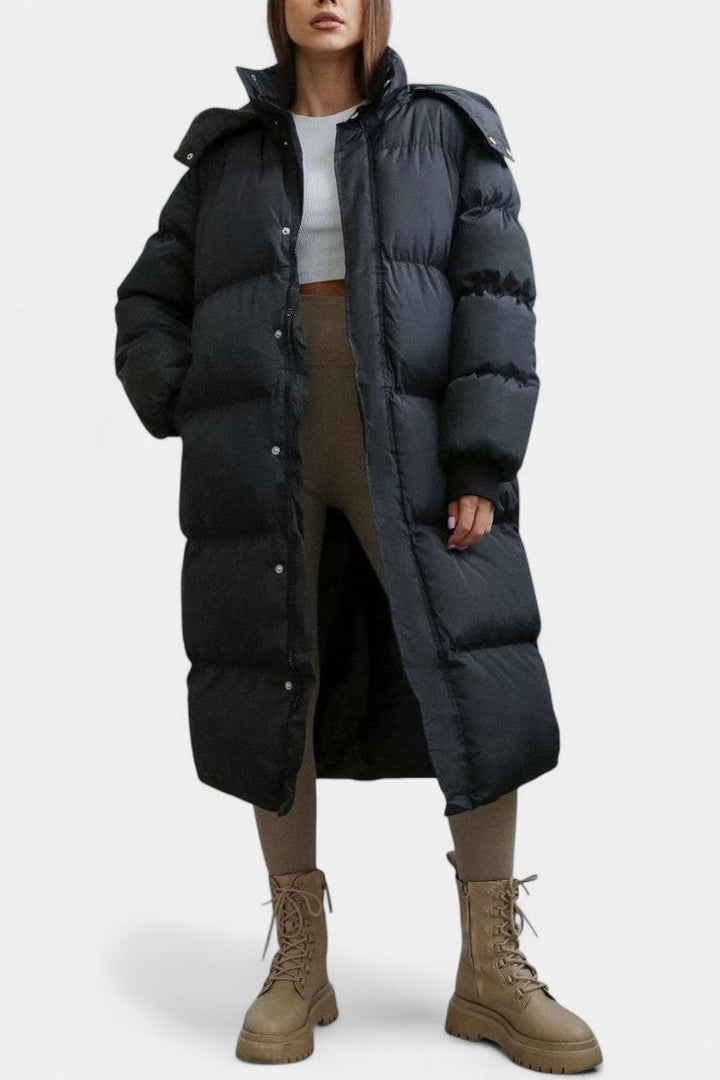 Razel Women's Adjustable Hooded Puffer Coat with Elegant Silhouette