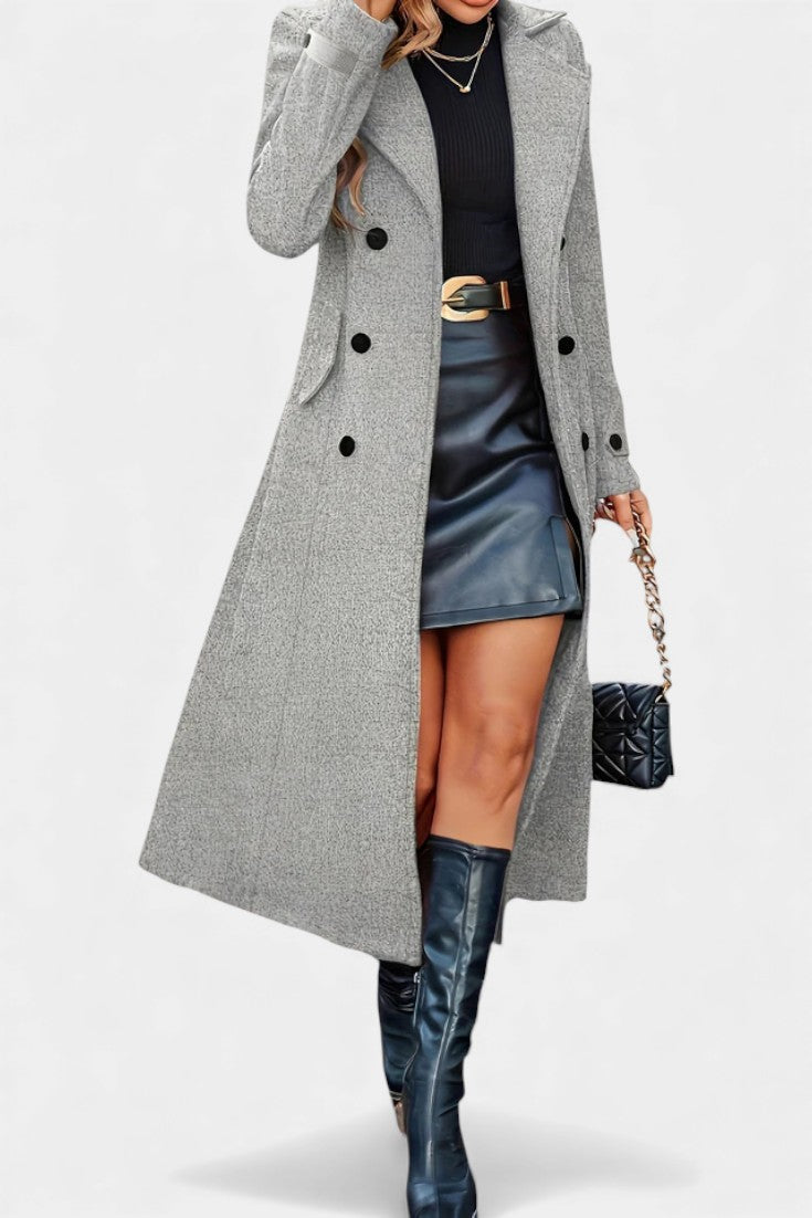 Naïssa Double-Breasted Coat with Long Notched Lapels
