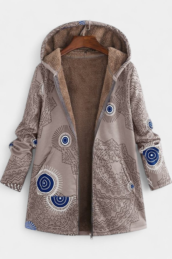 Winter Hooded Coat with April Floral Print