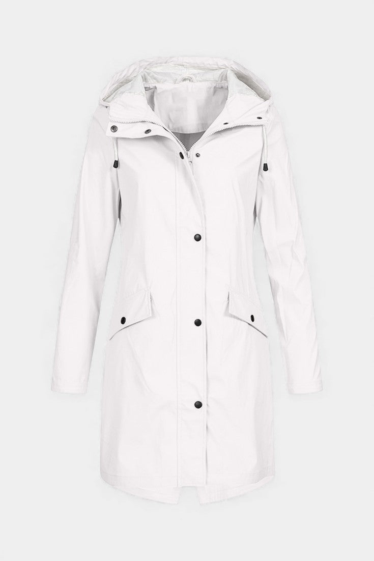 Beige Carmélia Long Waterproof Parka with Adjustable Hood