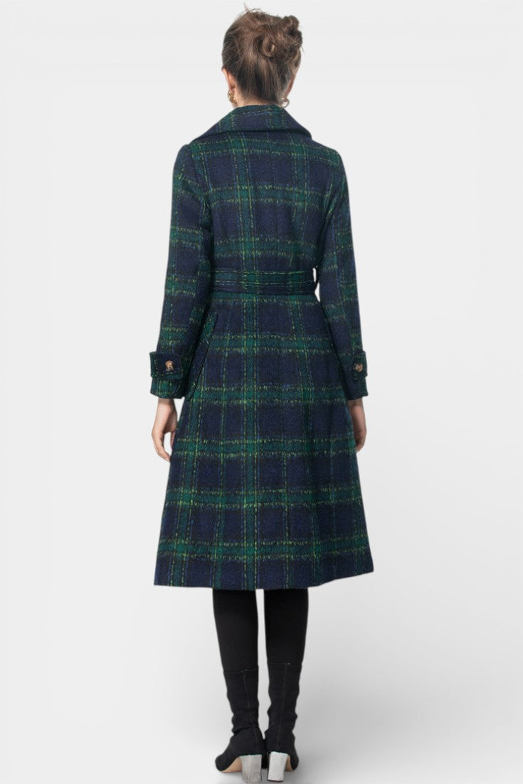 Lara Long Crossed Coat in Teal
