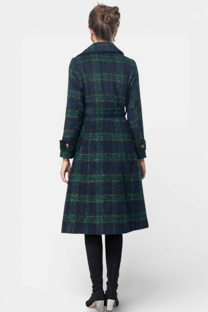 Lara Long Crossed Coat in Teal