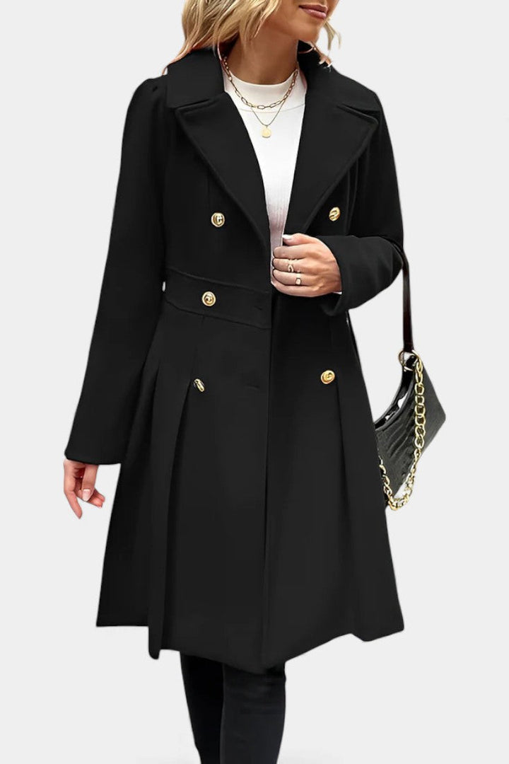 Philia Double-Breasted Flared Pea Coat