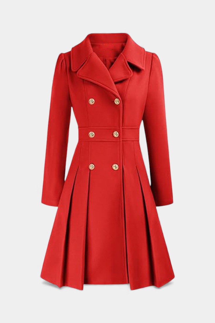 Philia Double-Breasted Flared Pea Coat
