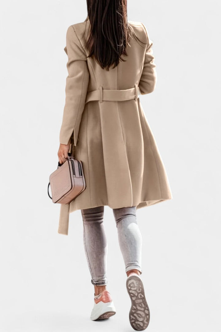 Kaya Belted Long Trench Coat with Straight Cut