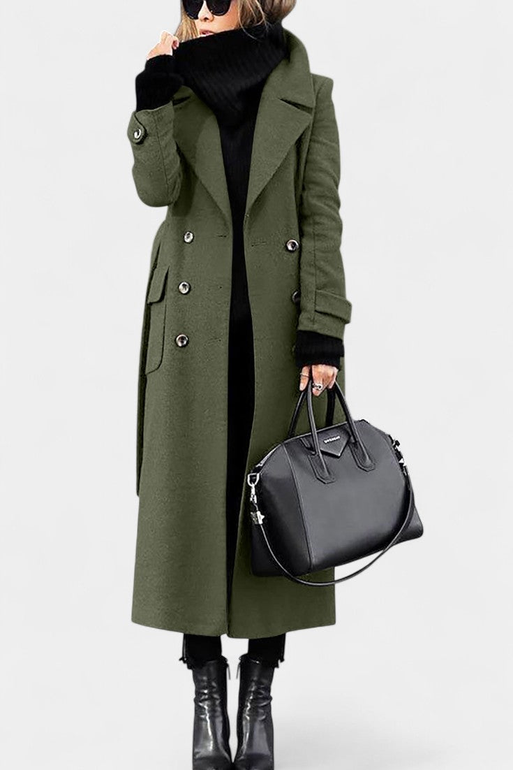 Franka Tailored Long Wool Coat with Elegant Double-Breasted Style