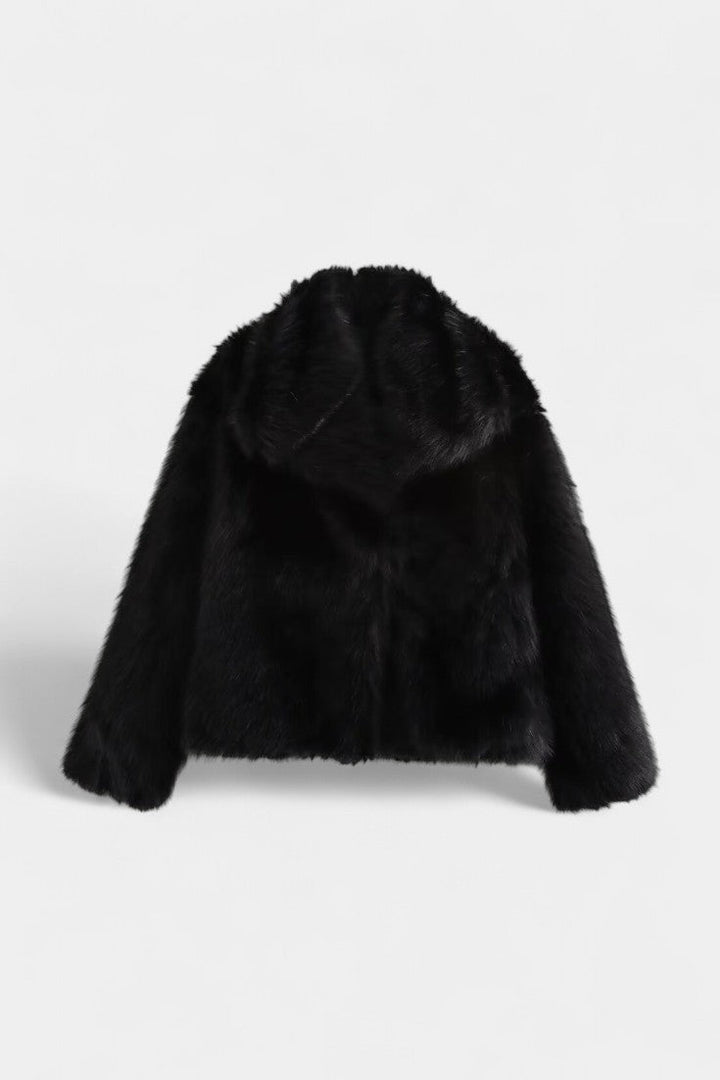 Positano Faux Leather Jacket Featuring an Oversized Faux Fur Collar