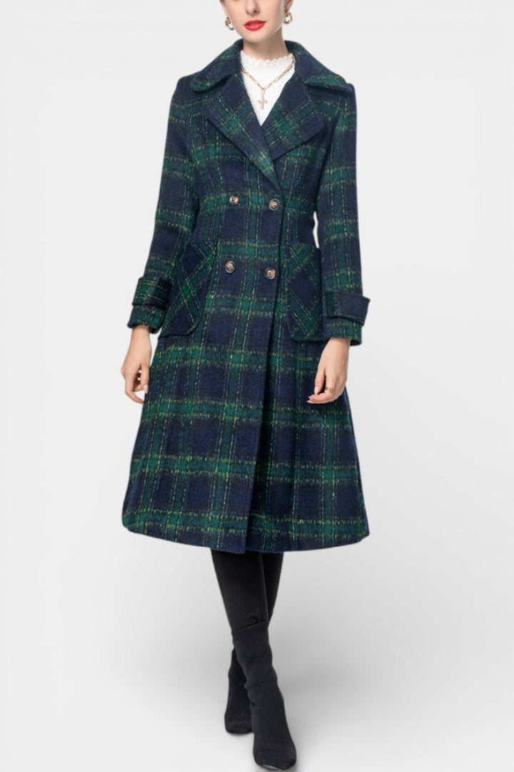 Lara Long Crossed Coat in Teal