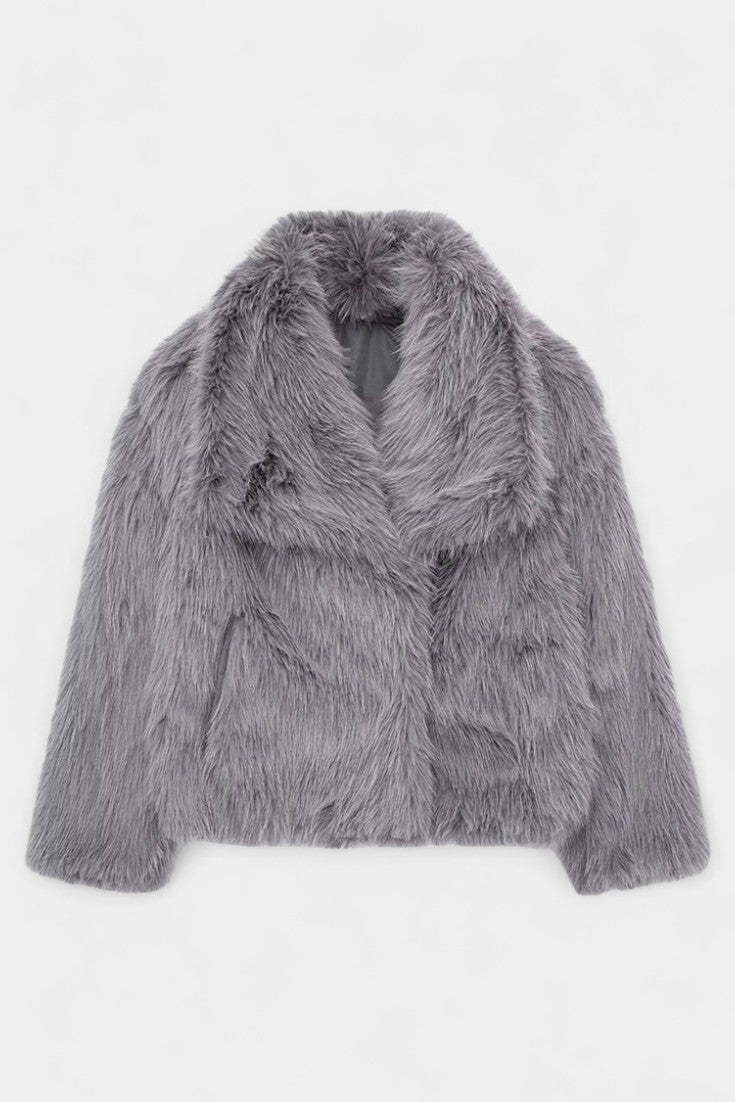 Aurorette Statement Collar Oversized Faux Fur Coat