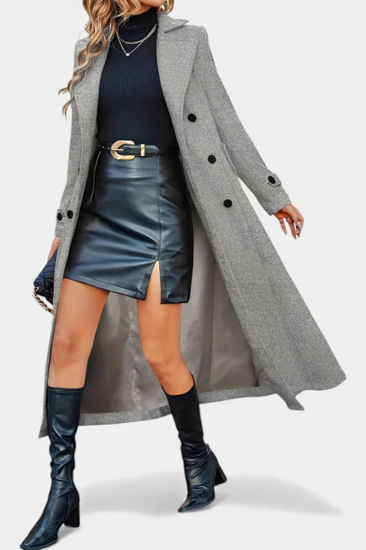 Naïssa Double-Breasted Coat with Long Notched Lapels