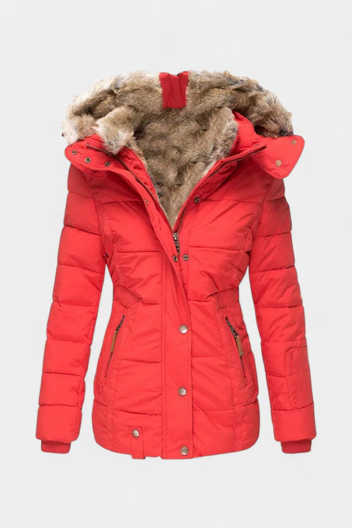 Laurène Hooded Insulated Winter Jacket with Faux Fur Trim