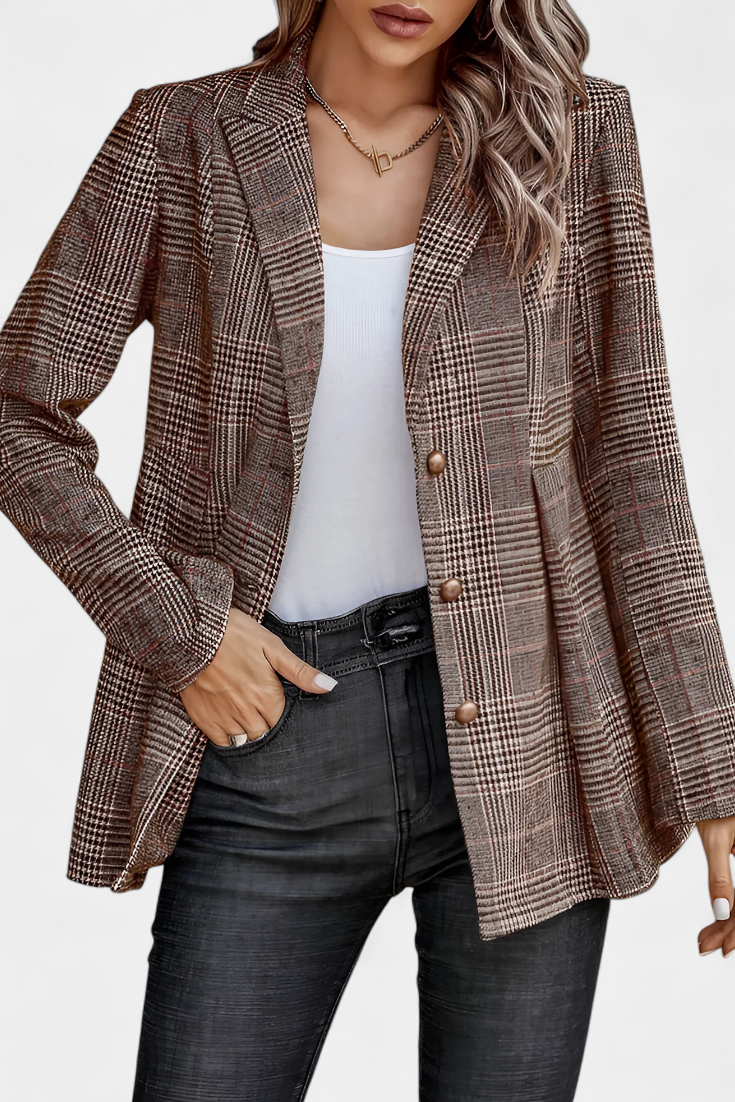 Pleated Peplum Jacket in Calico Print