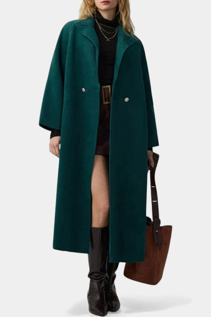 Padmé Long Crossed Coat featuring Notched Lapels