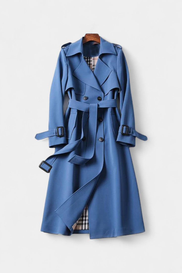 Double-Breasted Long Coat with Belt by Romane