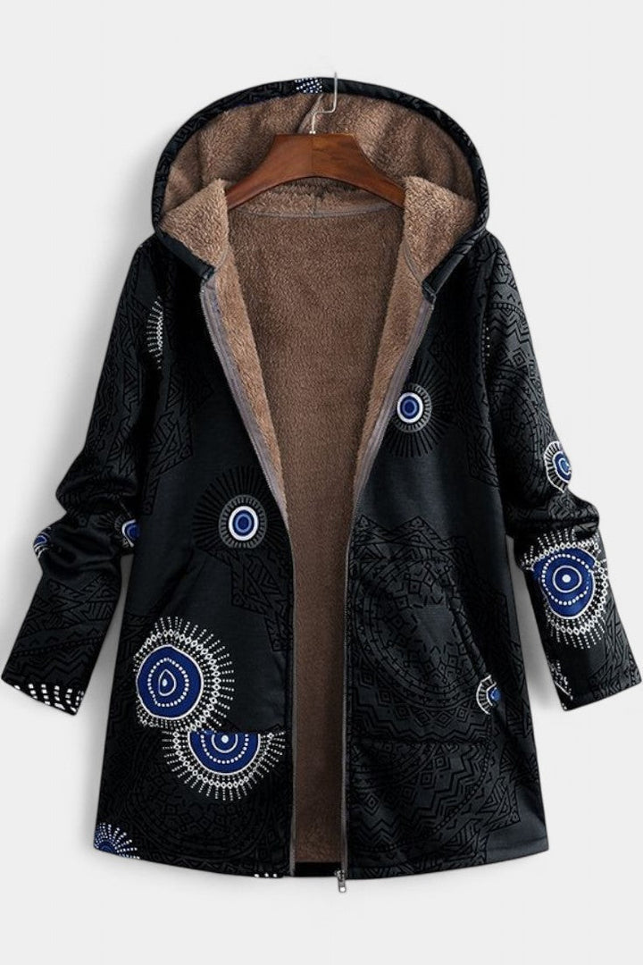 Winter Hooded Coat with April Floral Print