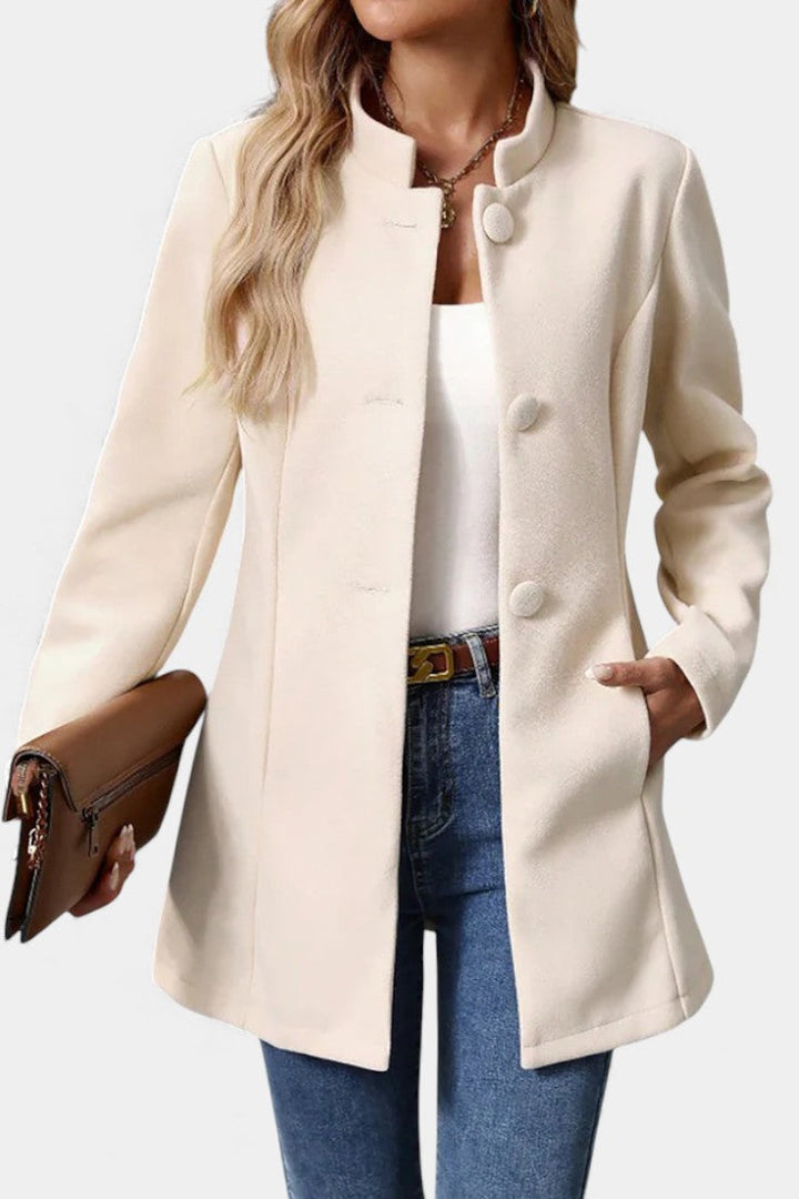 Lyana Long Sleeve Overcoat with High Collar