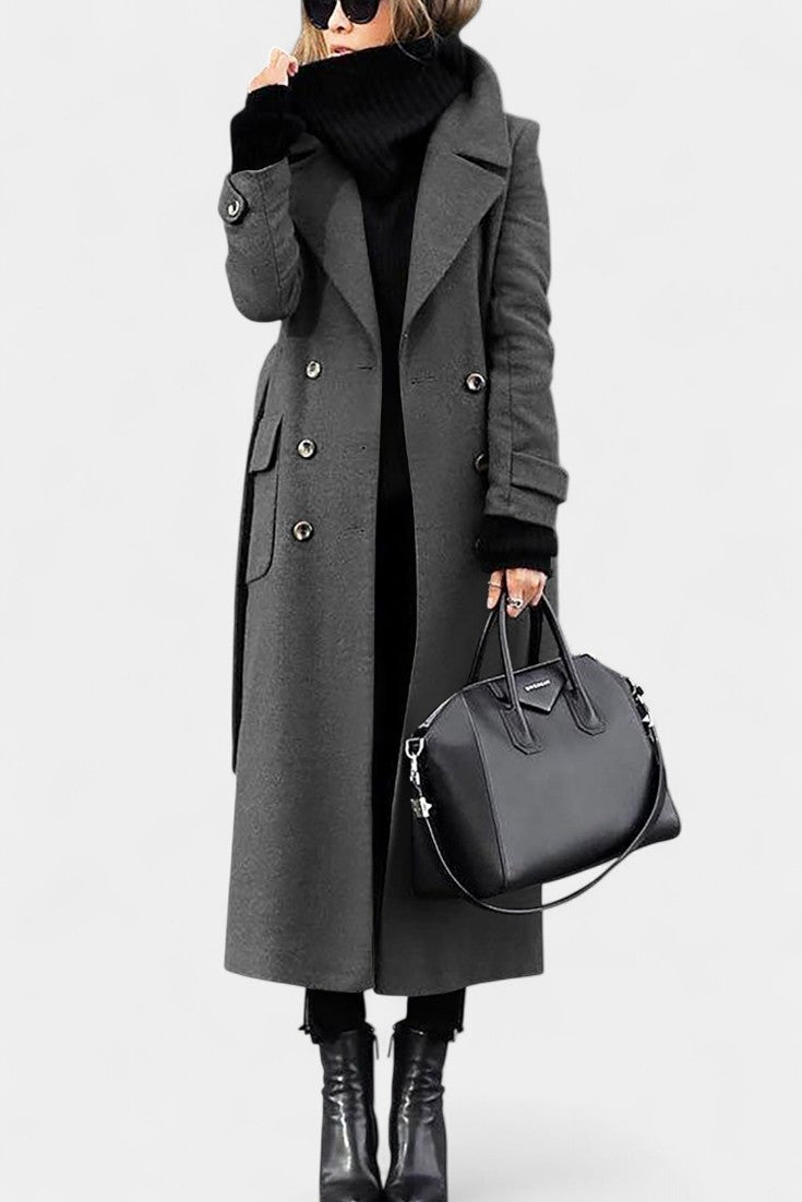 Franka Tailored Long Wool Coat with Elegant Double-Breasted Style