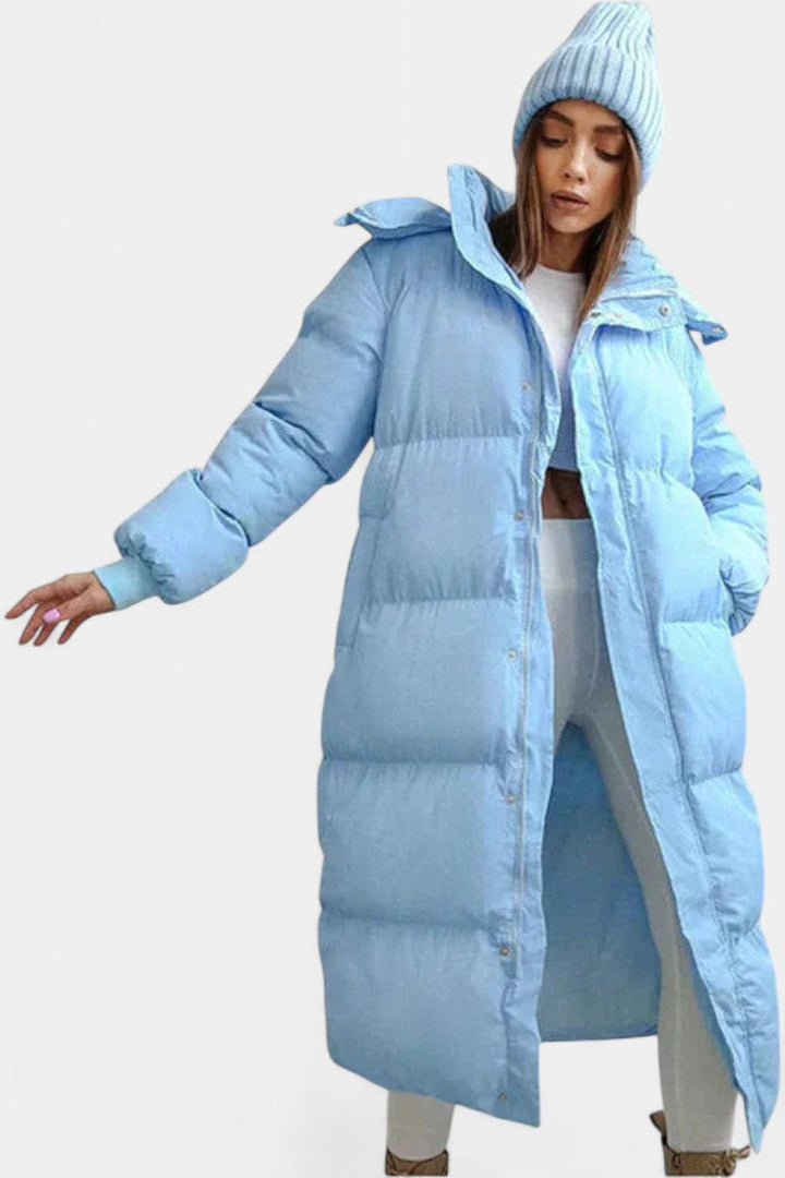 Razel Women's Adjustable Hooded Puffer Coat with Elegant Silhouette