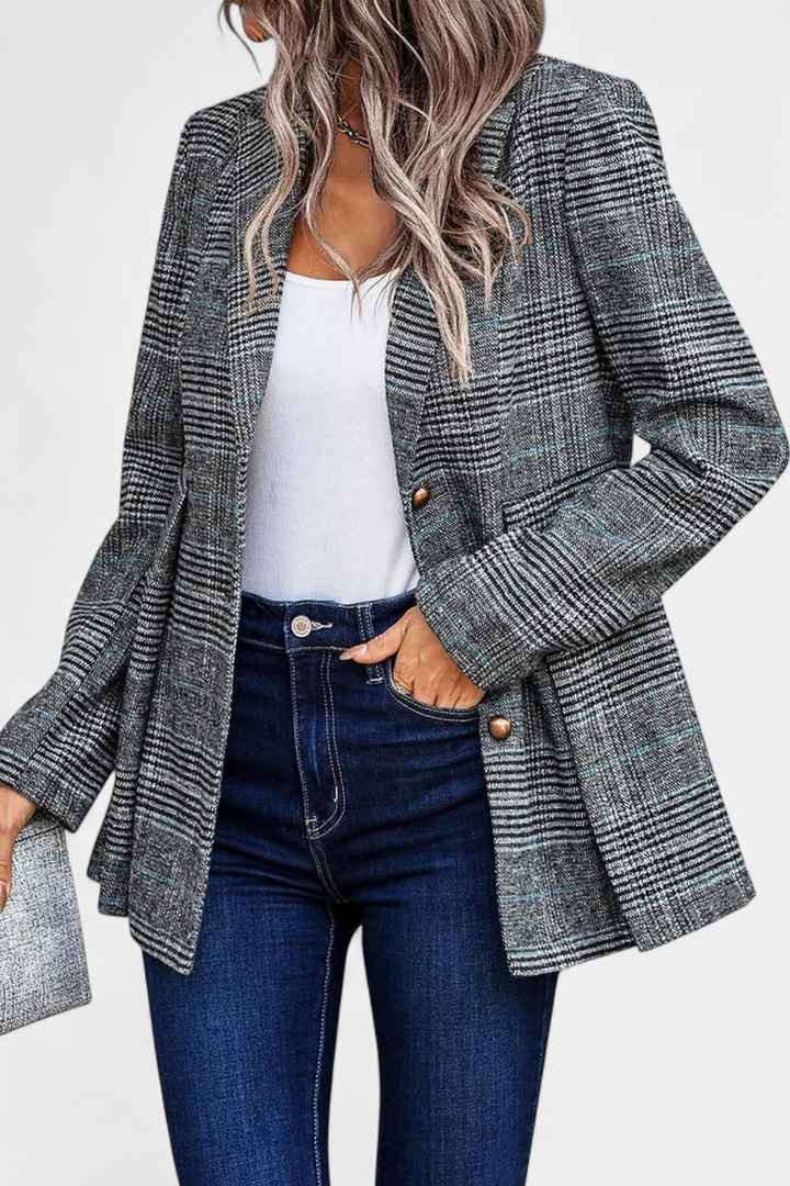 Pleated Peplum Jacket in Calico Print