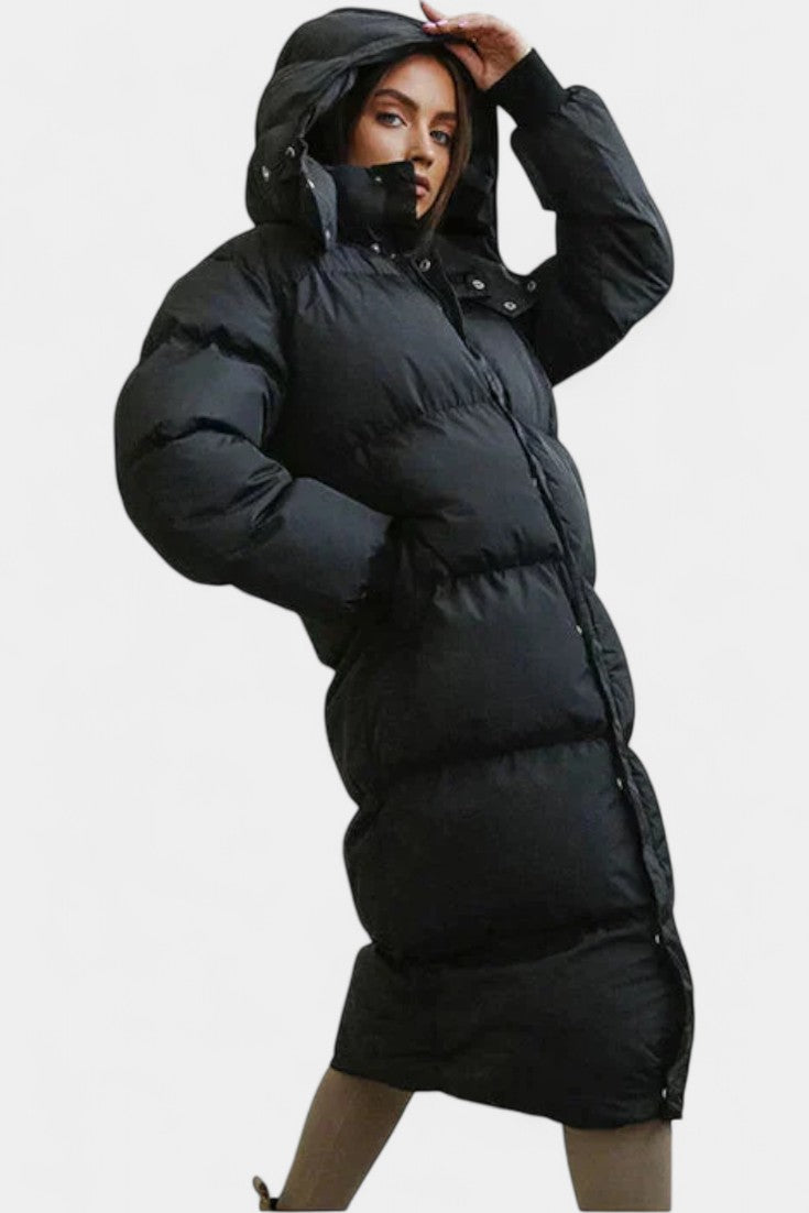 Razel Women's Adjustable Hooded Puffer Coat with Elegant Silhouette