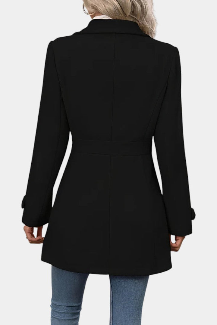 Maroussia Notched Lapel Long Jacket with Button Closure