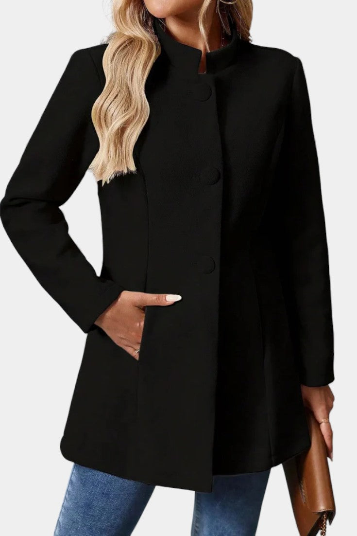 Lyana Long Sleeve Overcoat with High Collar
