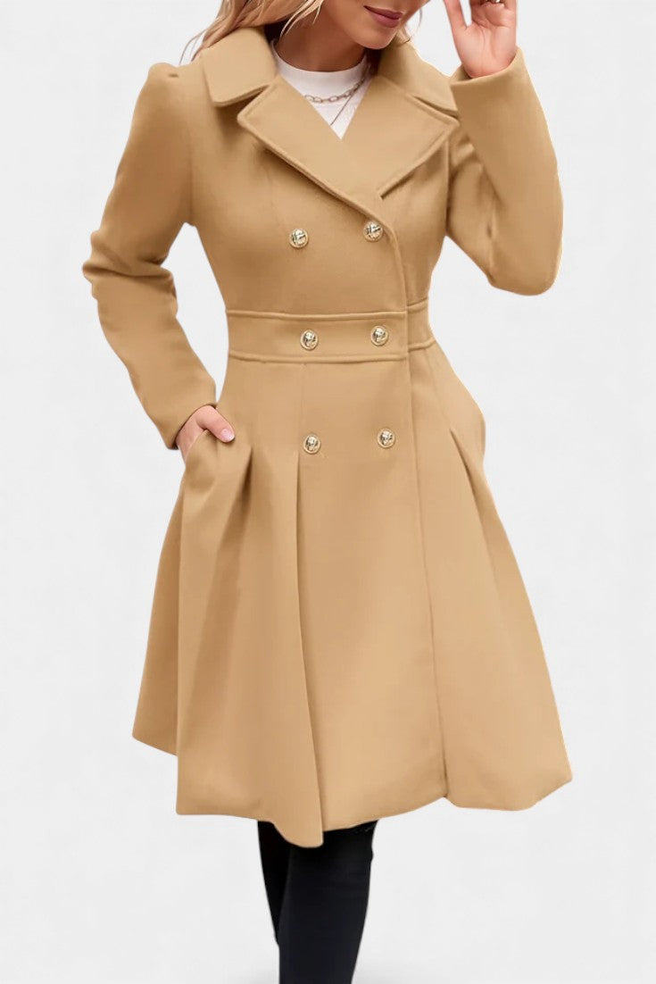 Philia Double-Breasted Flared Pea Coat