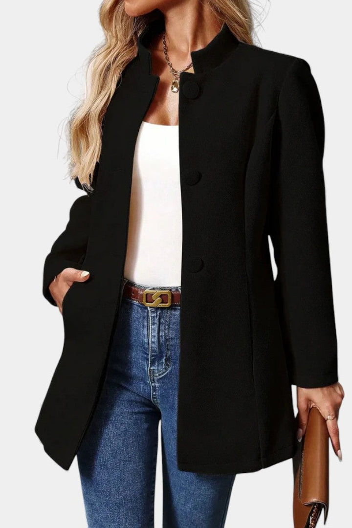 Lyana Long Sleeve Overcoat with High Collar