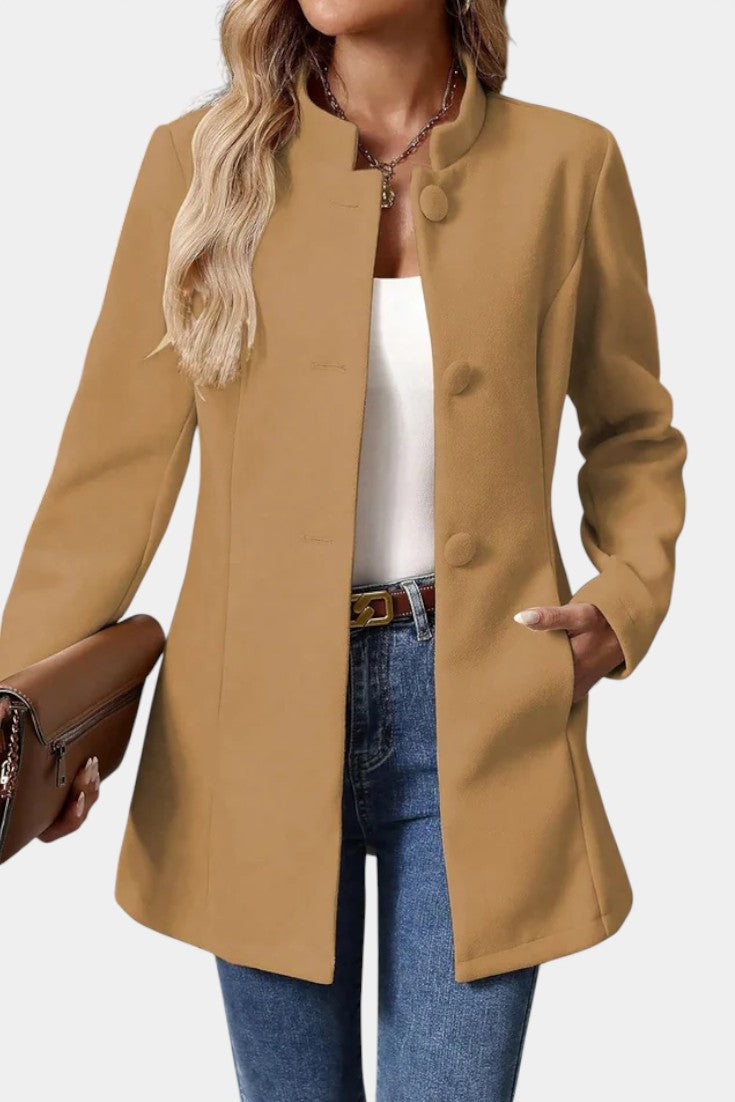 Lyana Long Sleeve Overcoat with High Collar
