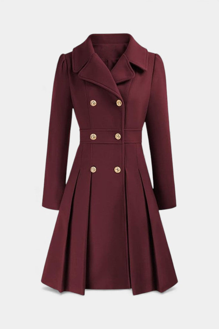 Philia Double-Breasted Flared Pea Coat