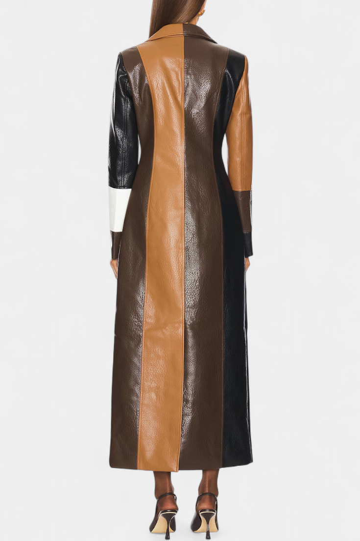 Norelle Modern Contrast Structured Patchwork Trench