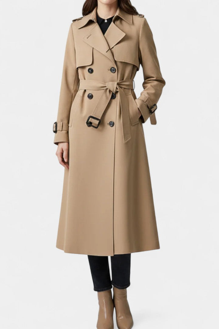 Double-Breasted Long Coat with Belt by Romane
