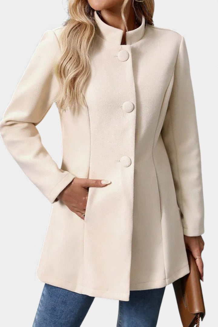 Lyana Long Sleeve Overcoat with High Collar