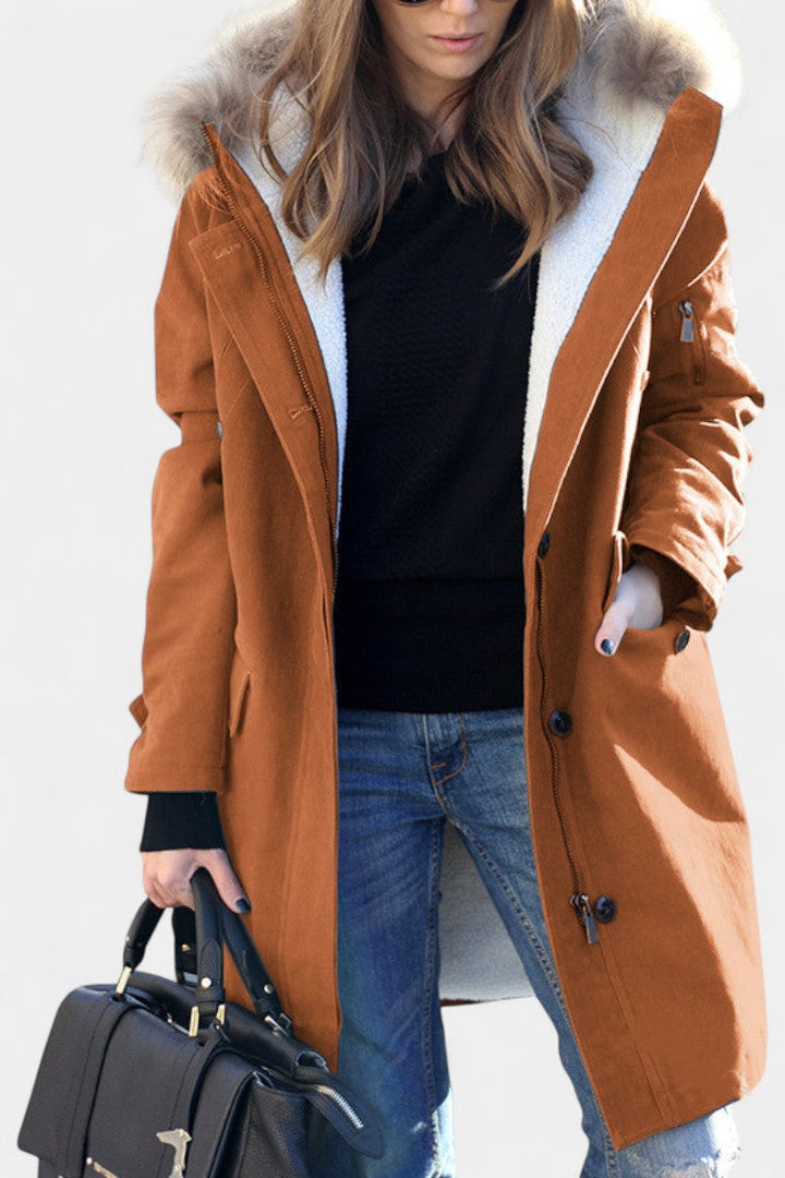 Katell Faux Fur-Collared Long Hooded Parka