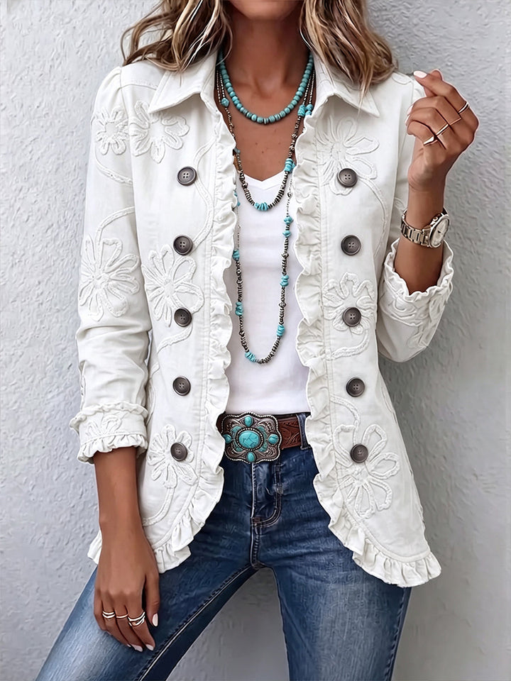 Brielle™ | Floral Embroidered Utility Ruffle Jacket