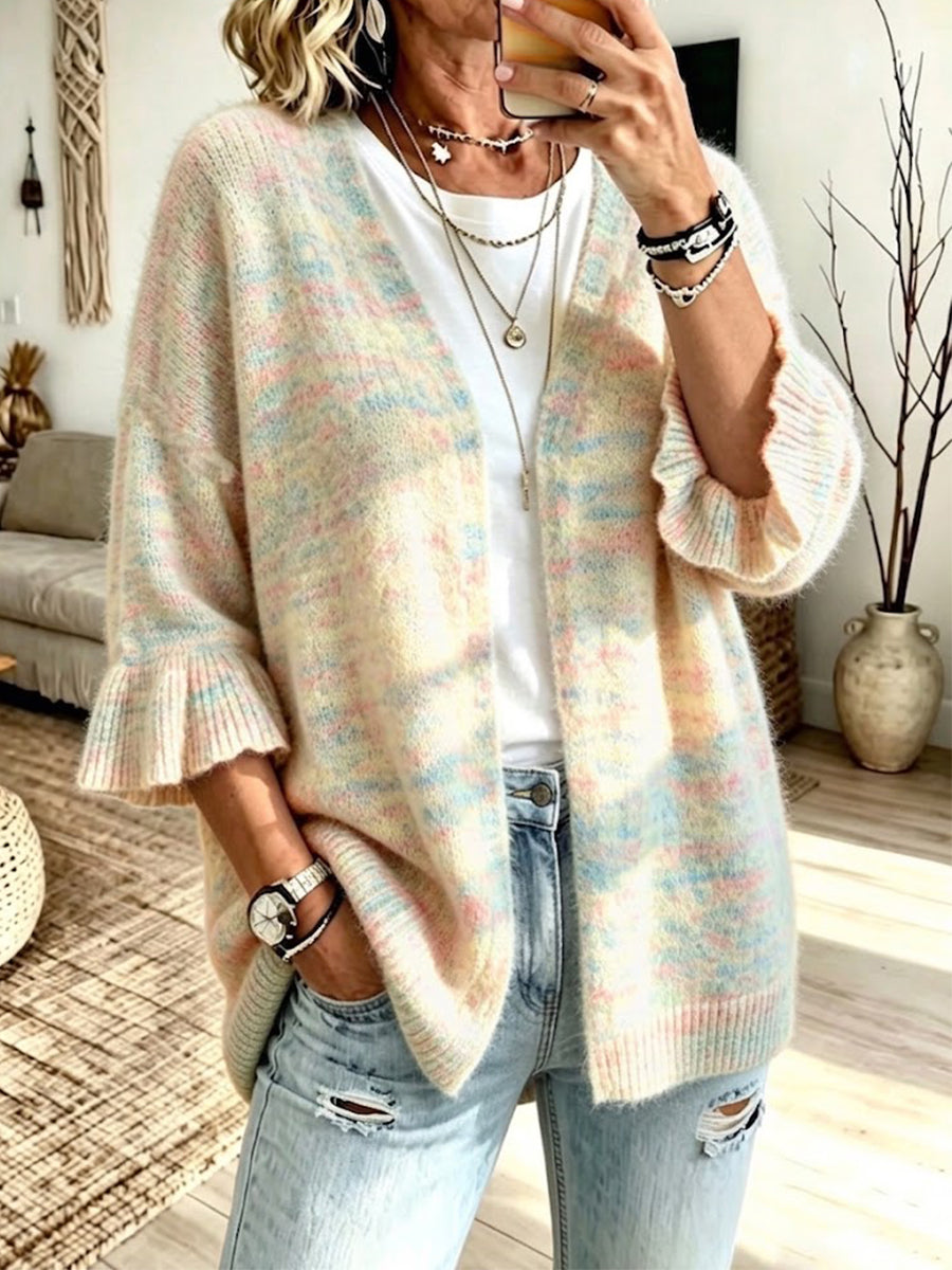 Isabella™ | Knit Ruffled Sleeve Cardigan