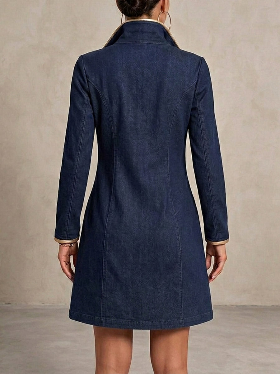 Maeve™ | Gold Trim Eyelet Relaxed Denim Dress