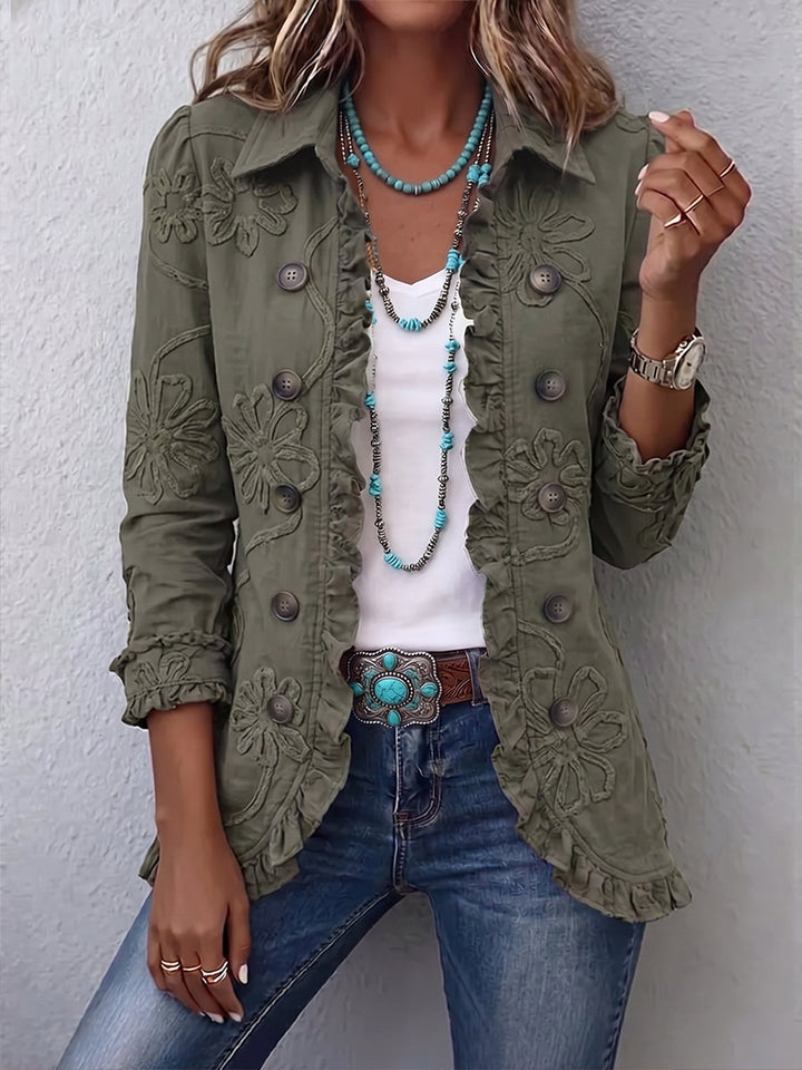 Brielle™ | Floral Embroidered Utility Ruffle Jacket