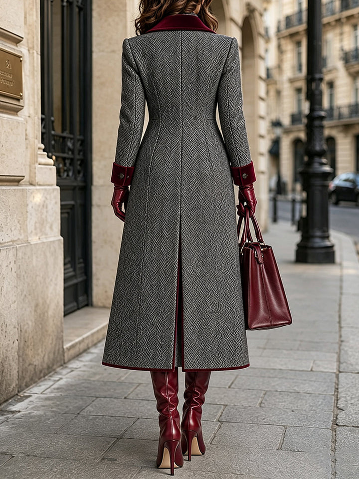 Rosa™ | Herringbone Wool-blend Long Coat