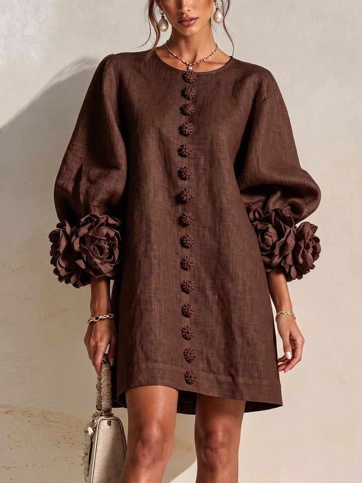 Rosalie™ | 3D Floral Sleeve Romantic Mini Dress