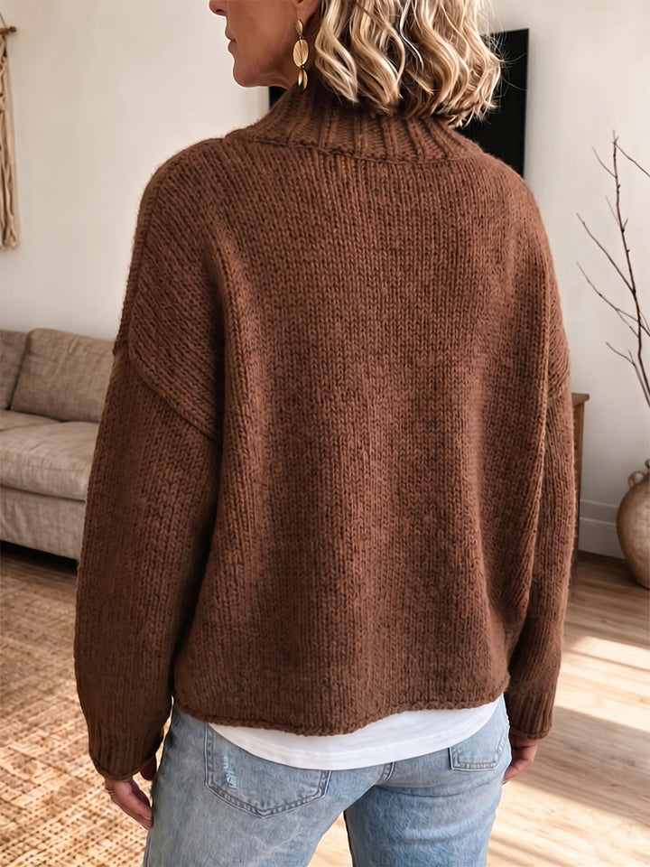 Mia™ | Chic Asymmetric Zip Ribbed Knit Cardigan